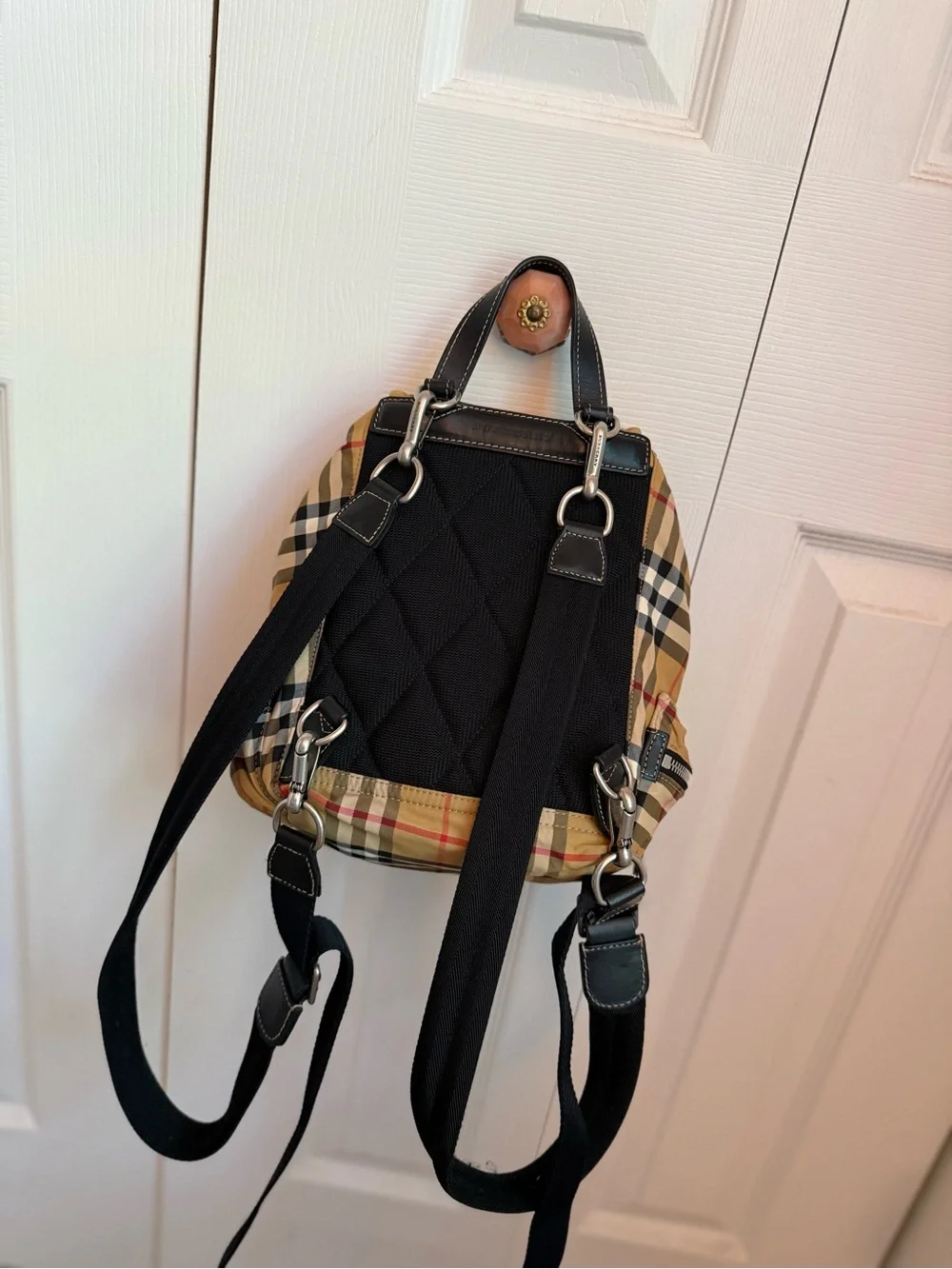 Vintage Burberry Checkered Beige Plaid Mini Backpack